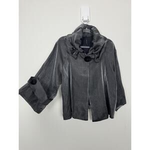 IC By Connie K Formal Cape Jacket Womens Small Gray 3/4 Sleeve Swing Taffeta
